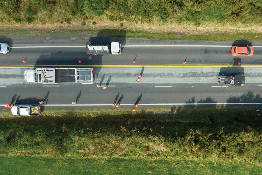 Birds eye view of road